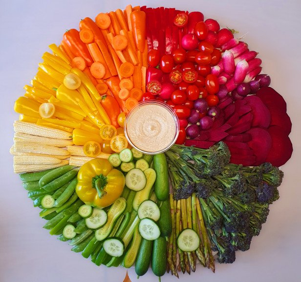 A 50cm Rainbow Crudités platter.