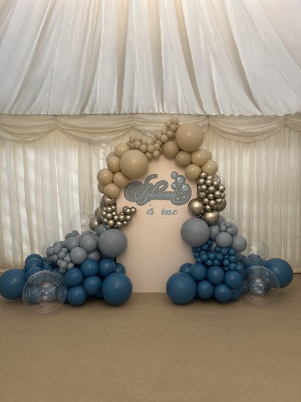 1st birthdays are beautiful. 

This was a bubbly theme to match Izhaan’s bubbly personality! 

Arched sailboard, with acrylic signage (keepsake) and a mixture of balloon colours.