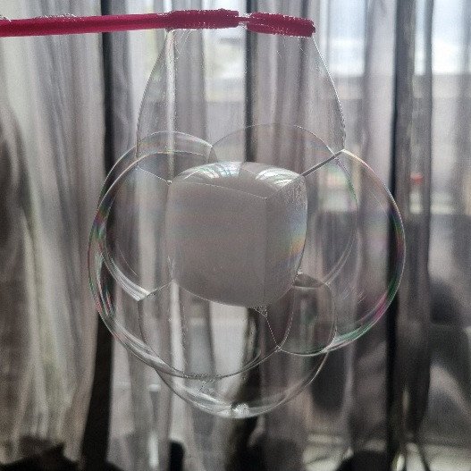 A square bubble filled with steam