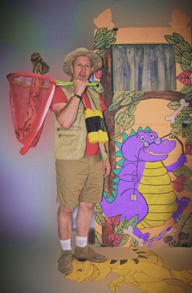 Terry Dactall the Dinosaur Hunter, a show packed full of fun and laughter , dino games, dino puppet show, balloon twisting, and more