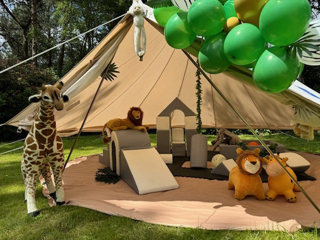 Jungle theme soft play in our luxury bell tent