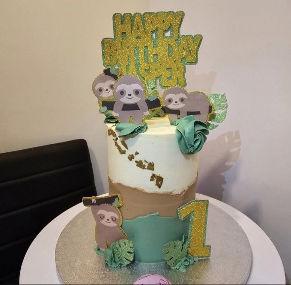 Sloth 1st birthday cake