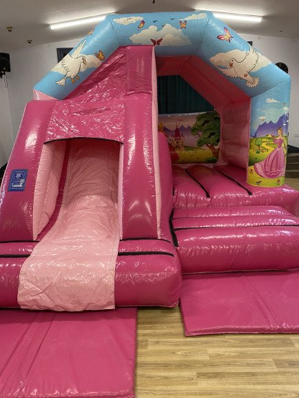 Our Princess Bouncy Castle Slide combi is perfect for your Princess themed party!