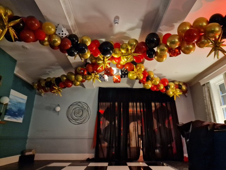 Balloon Ceiling Garlands over Dancefloor