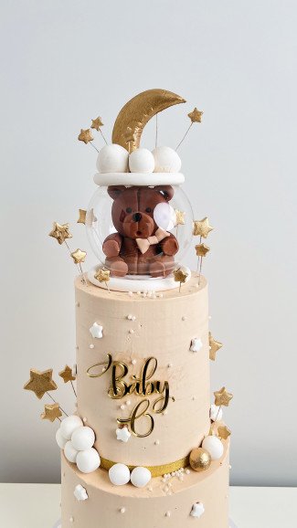 Teddy Bear in a Glass Baby Shower Cake by Sensational Cakes and Desserts