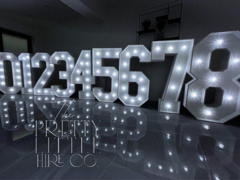 Our 4ft tall light up numbers, these are always in great condition, party ready! We have numbers 0-9 with some multiple numbers!