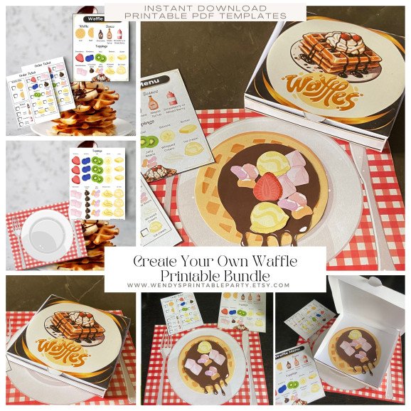 Keep your kids entertained with this Create Your Own Waffle Bundle. The set comes with everything your little one will need to set up with dessert shop.