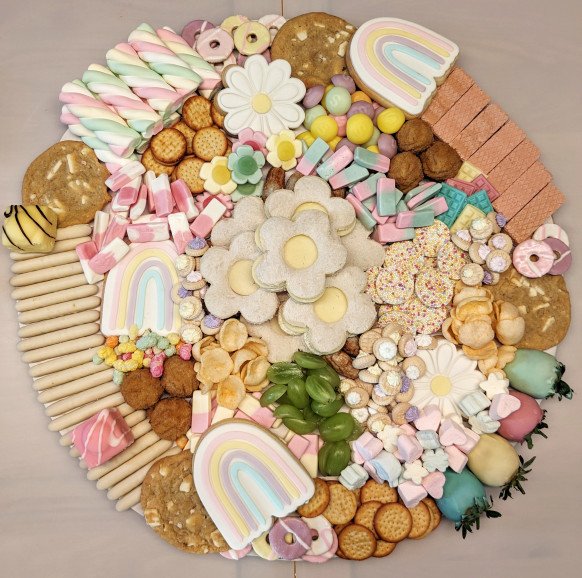 Our 50cm bespoke children's themed platters. Complete with sweet and savoury options. More themes available.