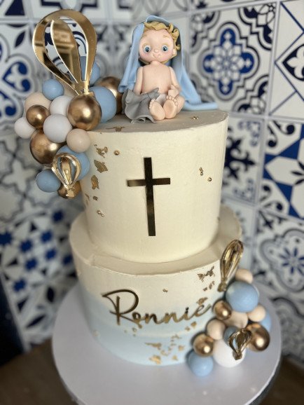 Two-tier christening cake