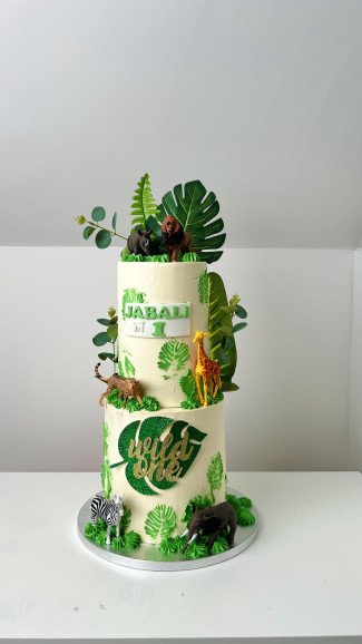 Two-Tier Safari Themed Cake by Sensational Cakes and Desserts