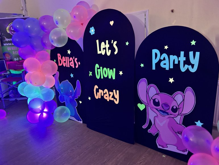 Stitch Themed Glow in the dark party Backdrop